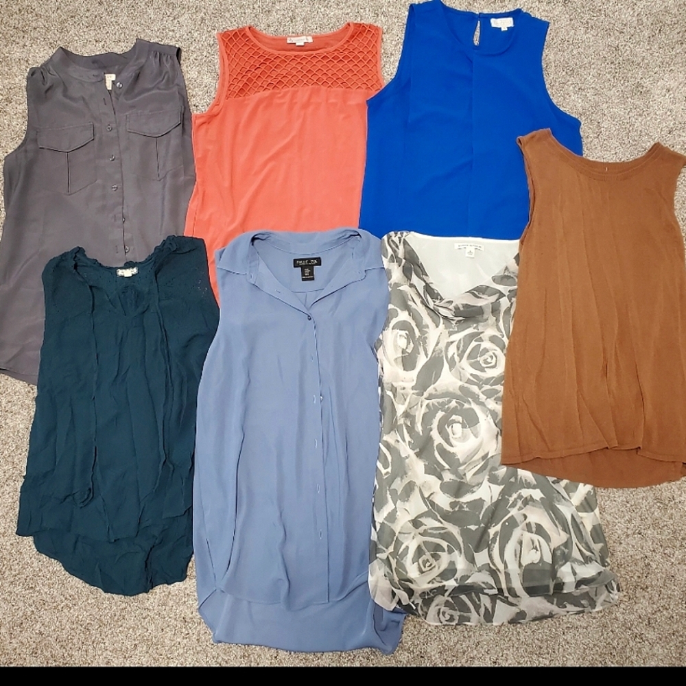 Bundle of 7 Size Medium Women's Dressy Fancy Classy Tank Tops